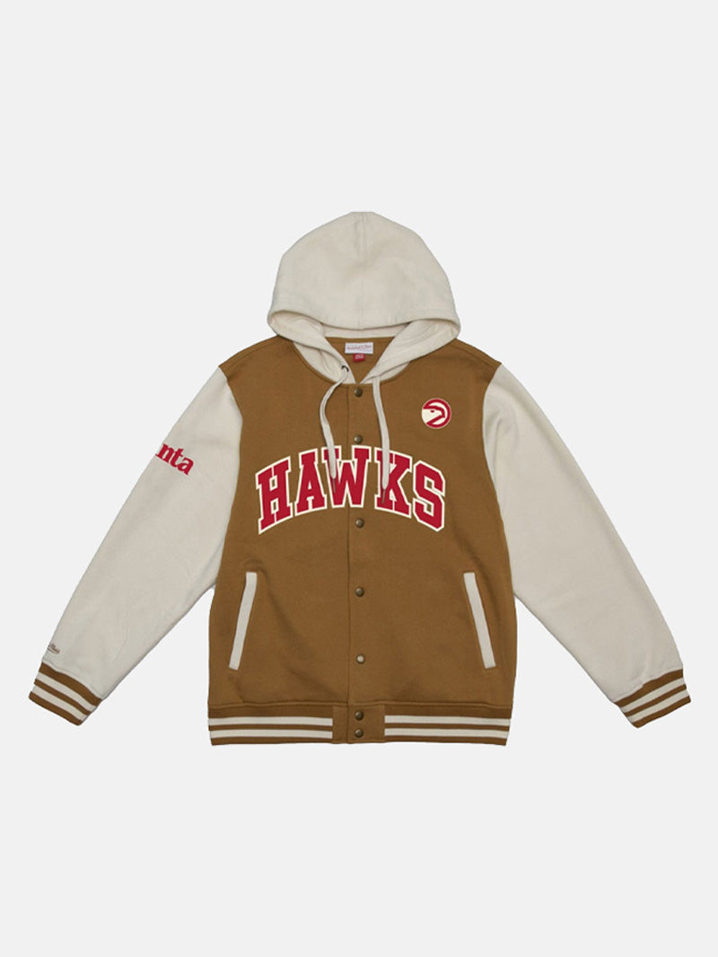 Mitchell & Ness Hawks Dusted Collection Button Up Varsity Hoodie