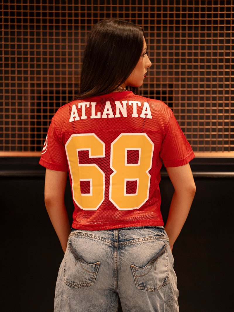 Women's Hawks Red Crop Football Jersey
