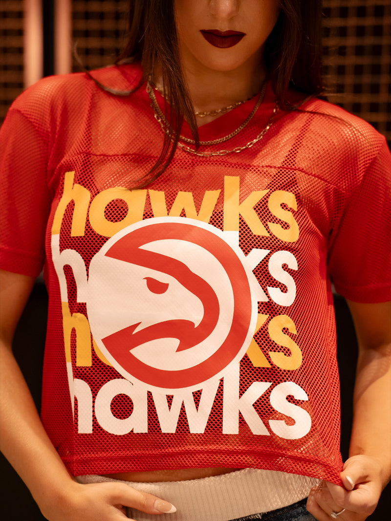 Women's Hawks Red Crop Football Jersey