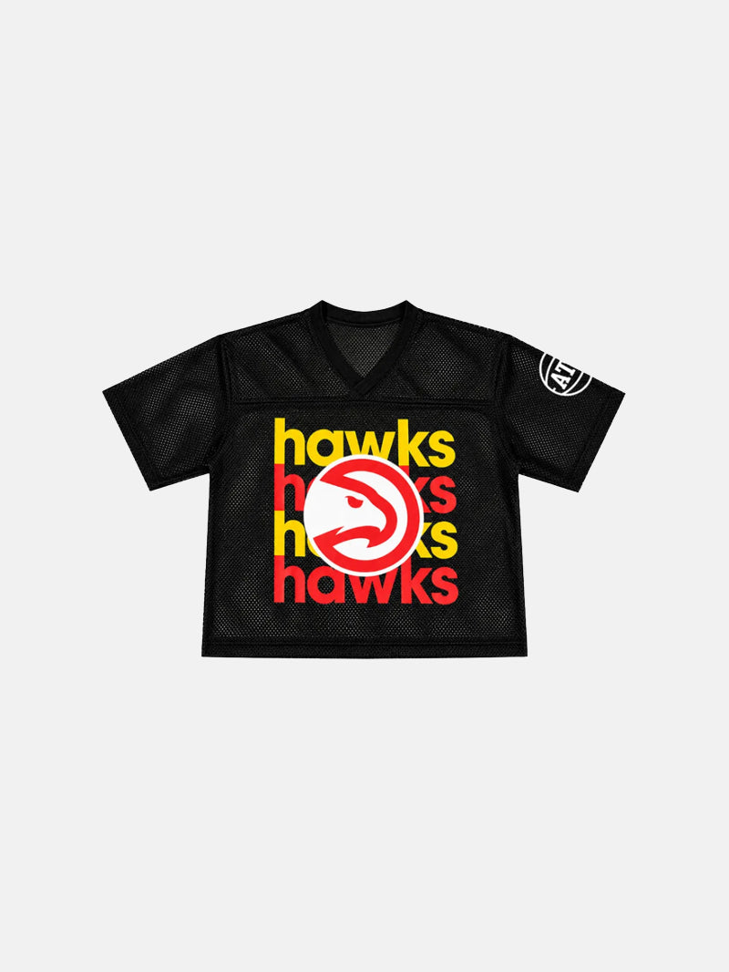 Women's Hawks Black Crop Football Jersey