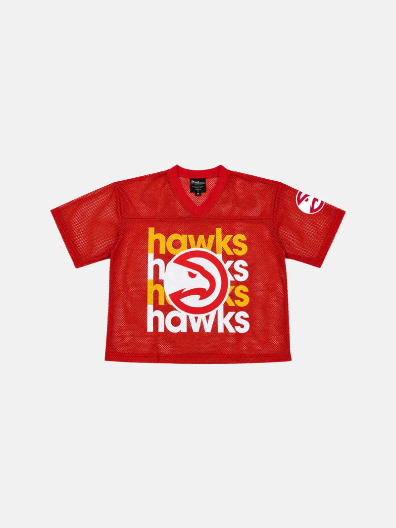 Women's Hawks Red Crop Football Jersey