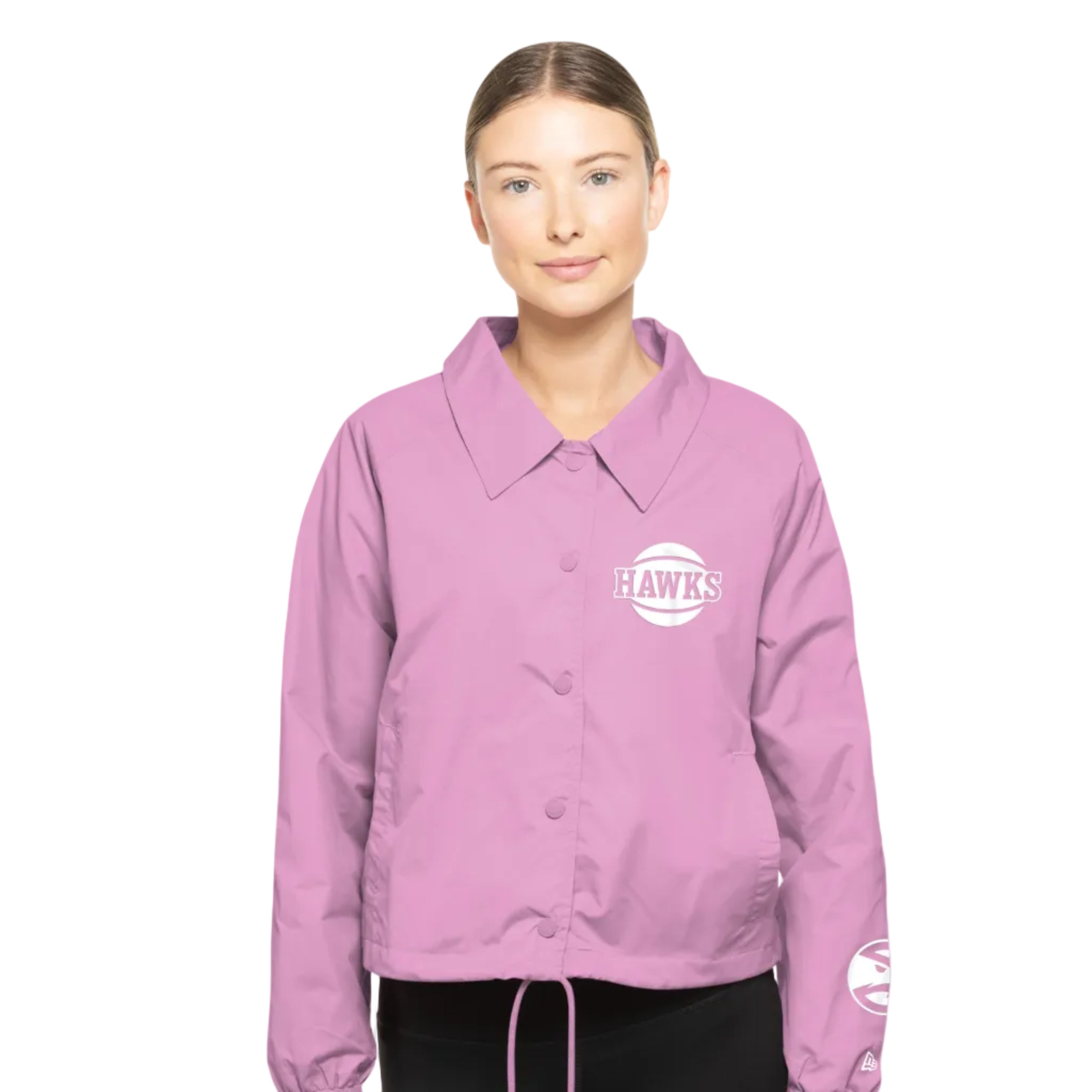 Pink Women's New Era Hawks Pink Cropped Jacket - Atlanta Hawks Official Store
