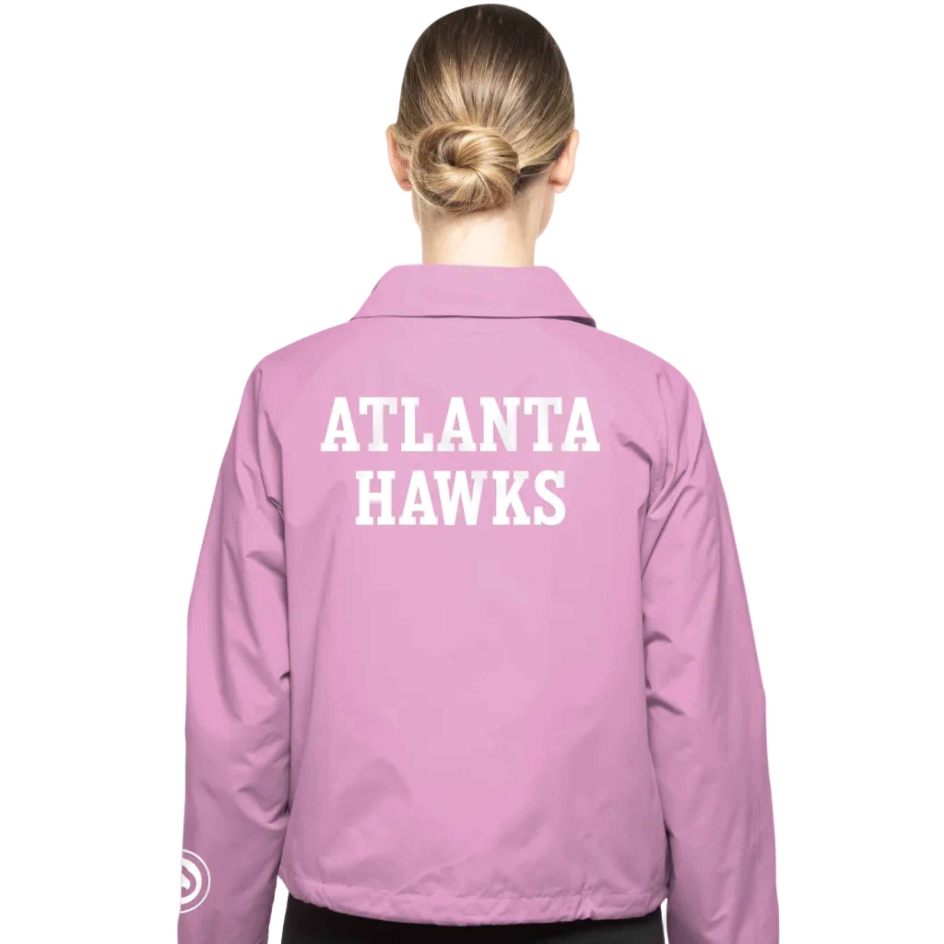 Pink Women's New Era Hawks Pink Cropped Jacket - Atlanta Hawks Official Store