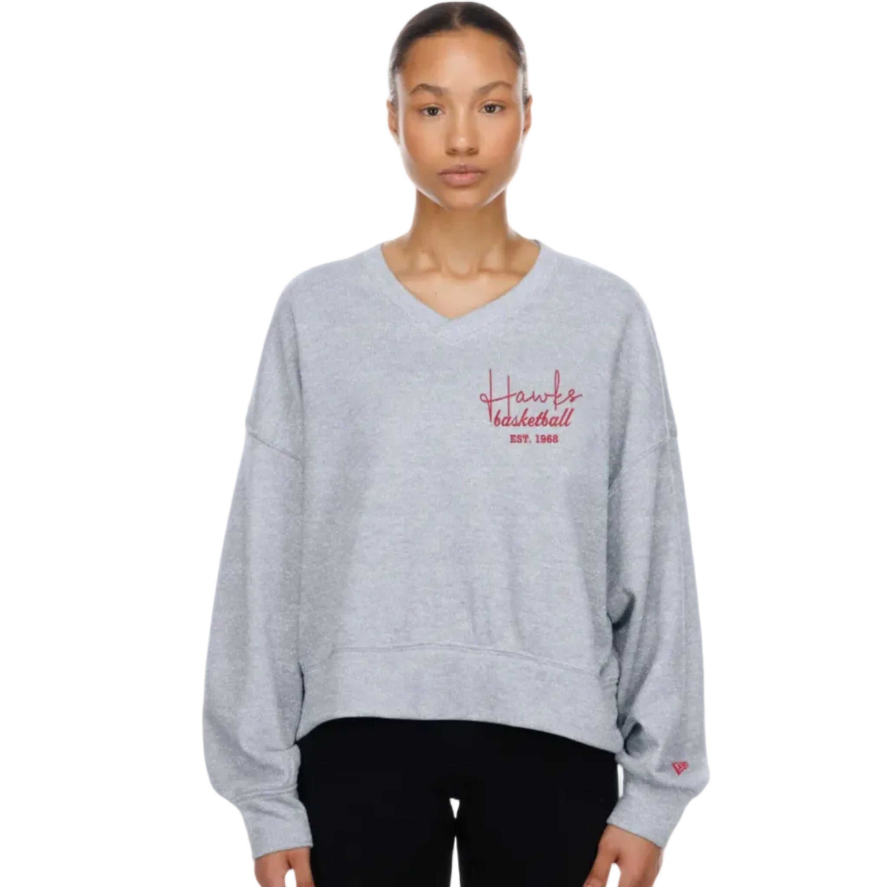 Women's New Era Hawks Big Evo Drop Shoulder Crew - Atlanta Hawks Official Store