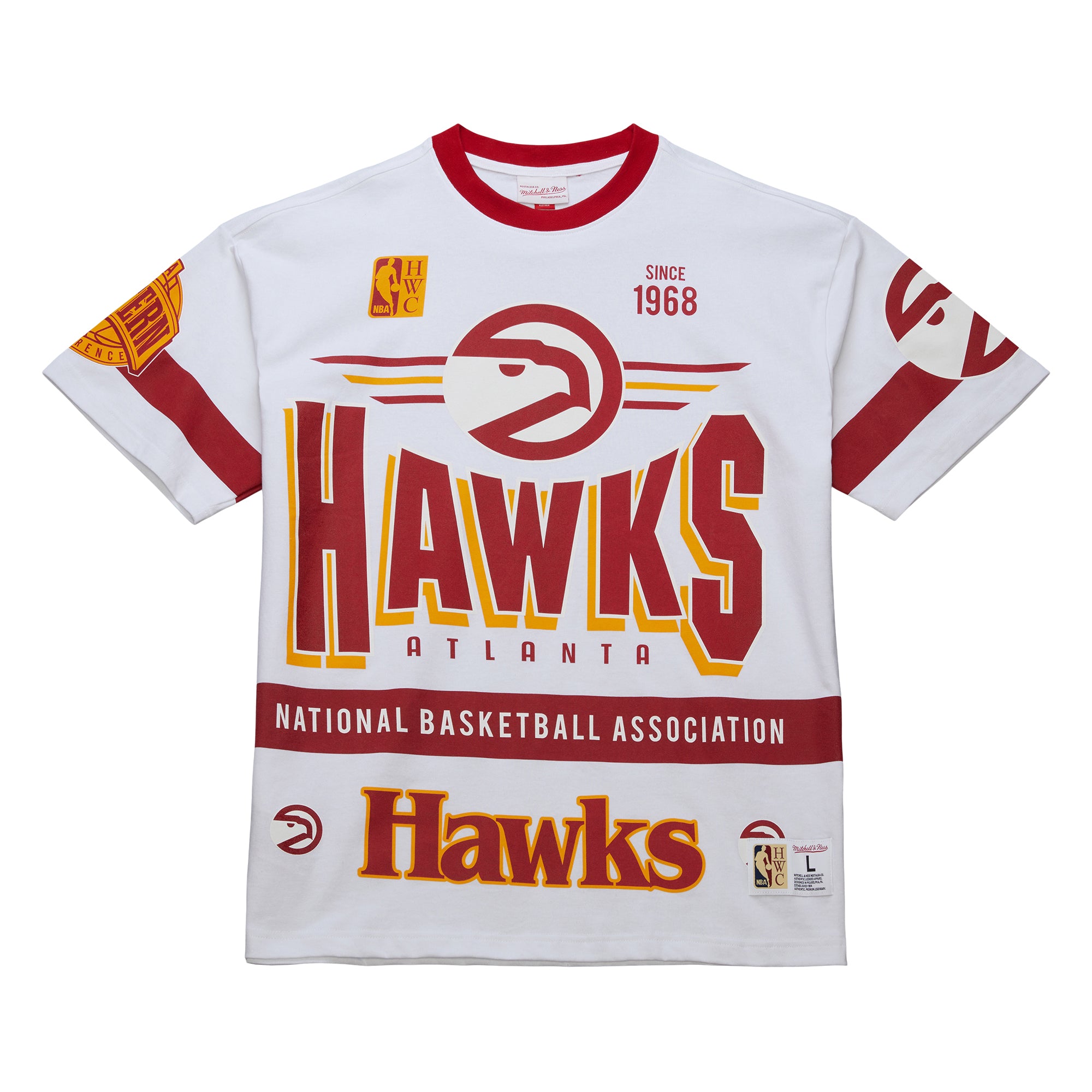 atlanta hawks fan gear Mitchell & Ness Hawks Team Origins All Over Print Tee S