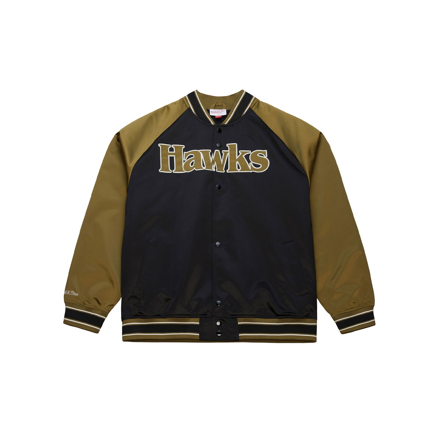 Mitchell & Ness Hawks Double Clutch Olive Satin Jacket