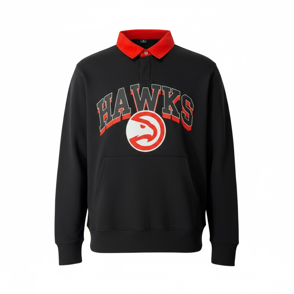 Foco Hawks Stacked Workmark Fleece Rugby Polo