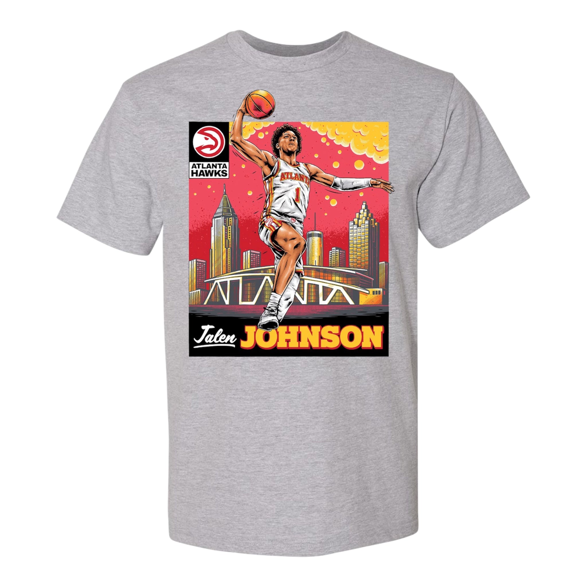 Jalen Johnson Grey Core Skyline Player Tee | Hawks Store