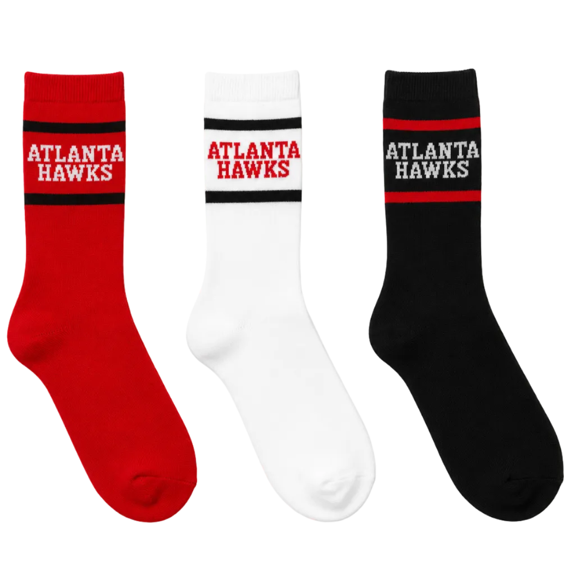 Hawks 3 Pack Double Stripe Socks