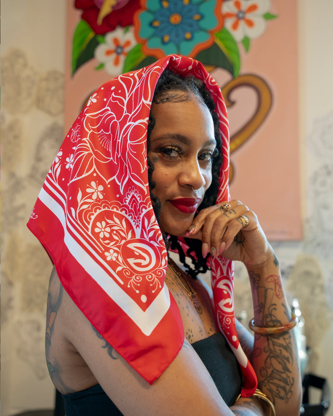 スティーブンアラン 「ARCURI」 DIA PRINT SCARF スカーフ Forever 404 Debbi Snax Satin Scarf