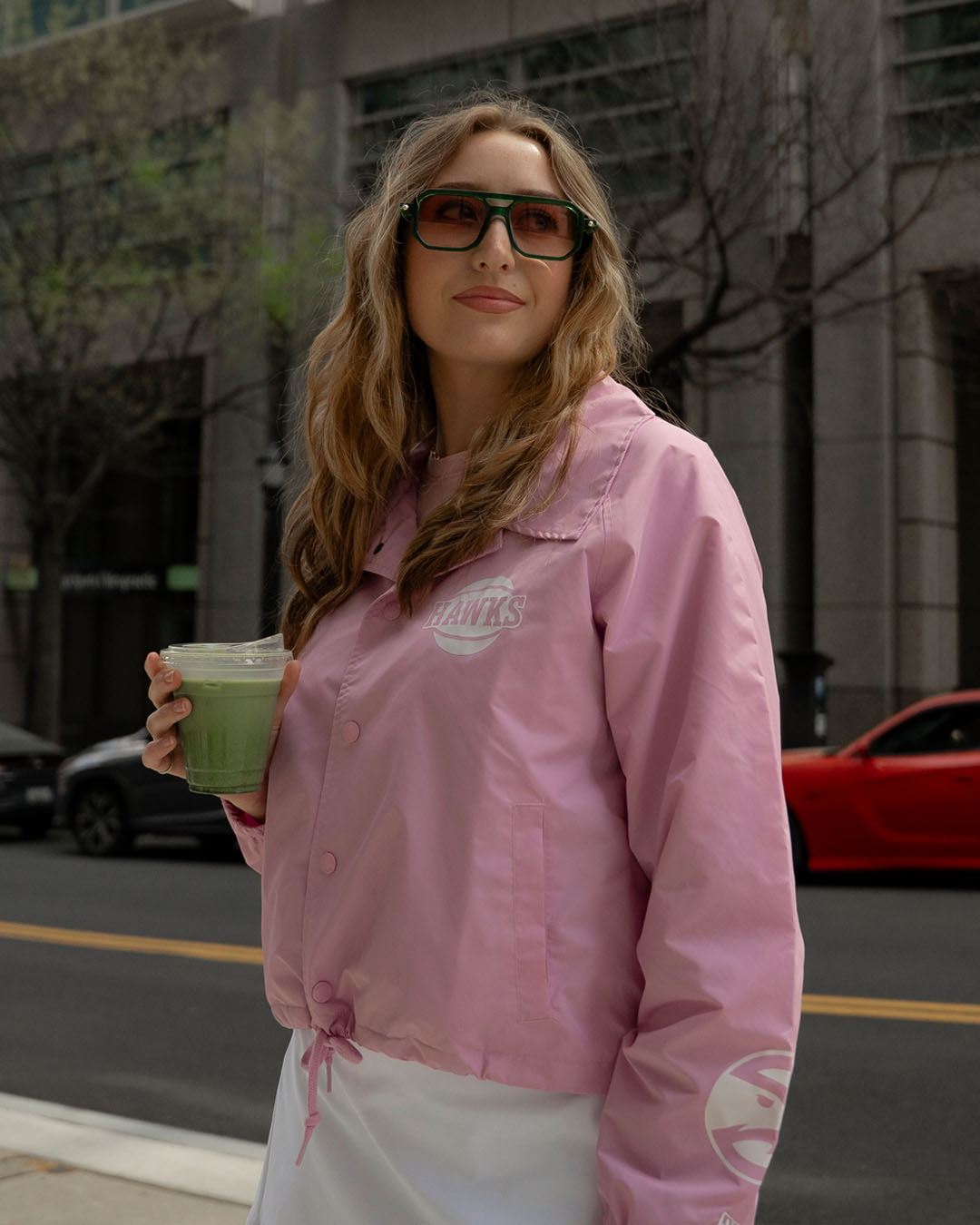 【ayu × LIAN】ステンカラーカールシャギーブルゾン　ピンク Forever 404 Black & Red Scripted Cardigan | Atlanta Hawks Shop