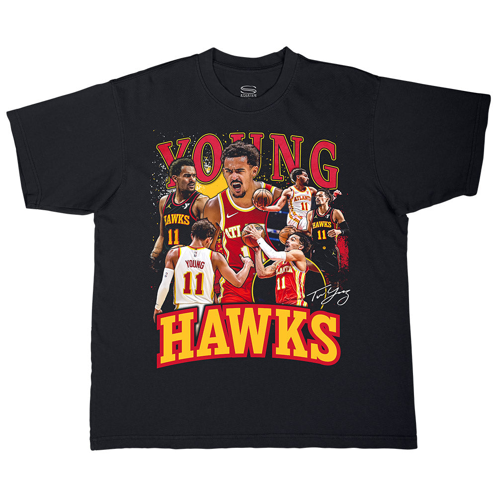 Stadium Essentials Hawks Young Black Crossroads Tee