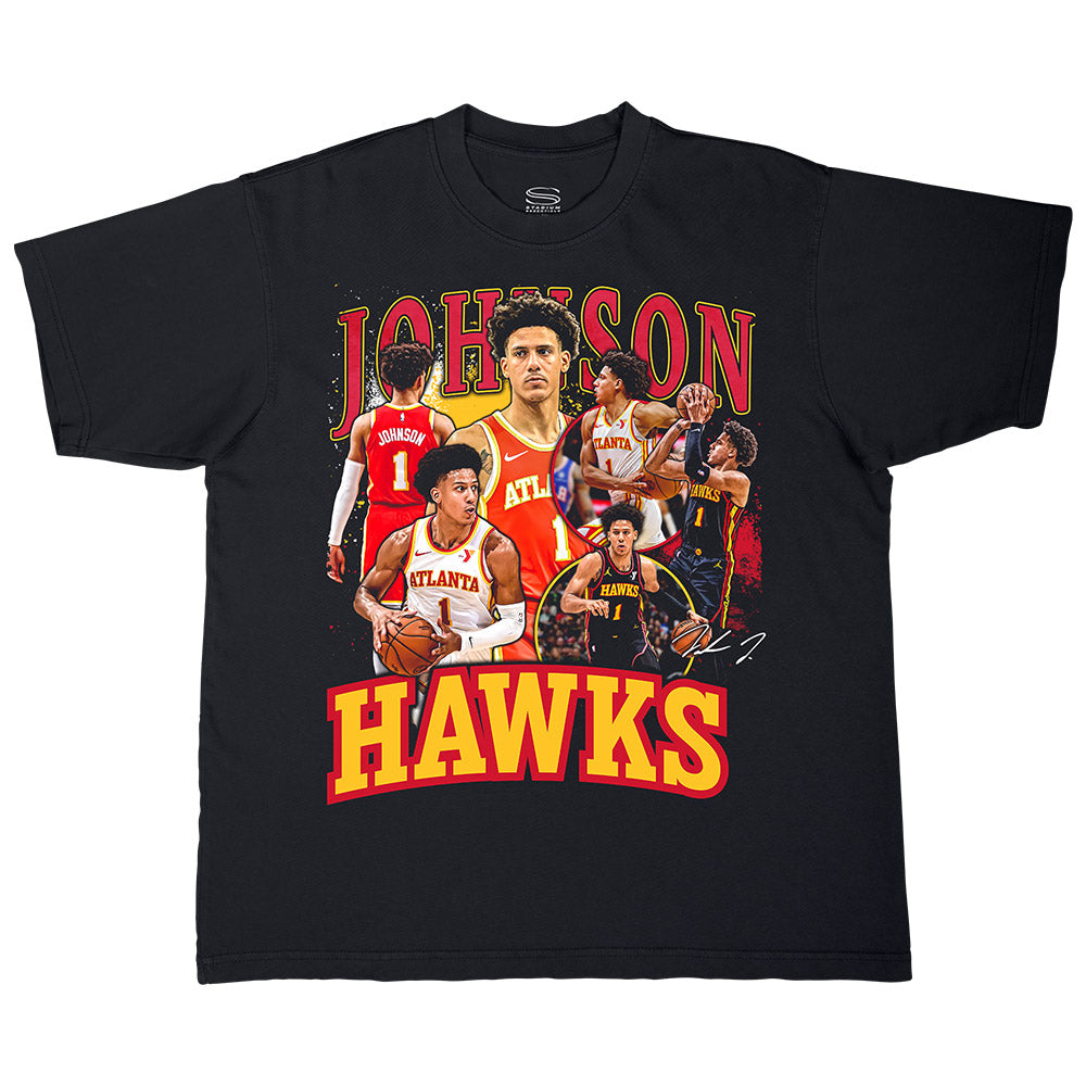 Stadium Essentials Hawks Johnson Black Crossroads Tee