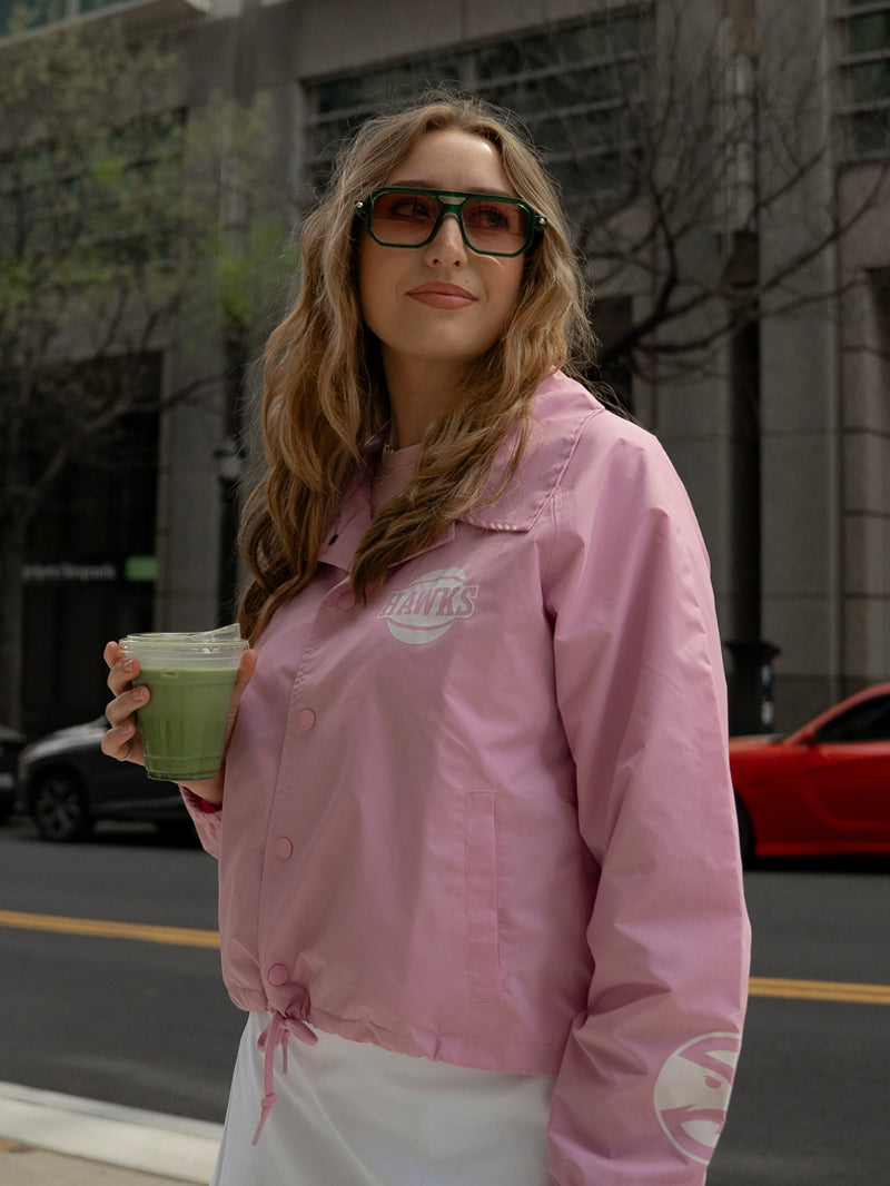 Women's New Era Hawks Pink Cropped Jacket