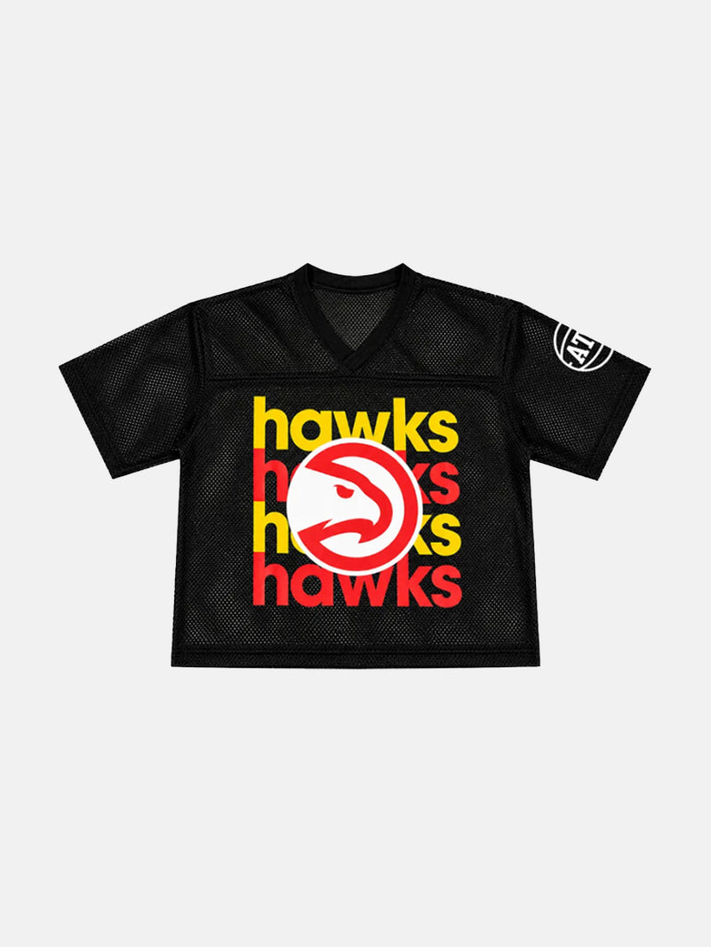 Women's Hawks Black Crop Football Jersey