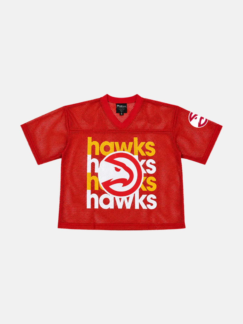 Women's Hawks Red Crop Football Jersey