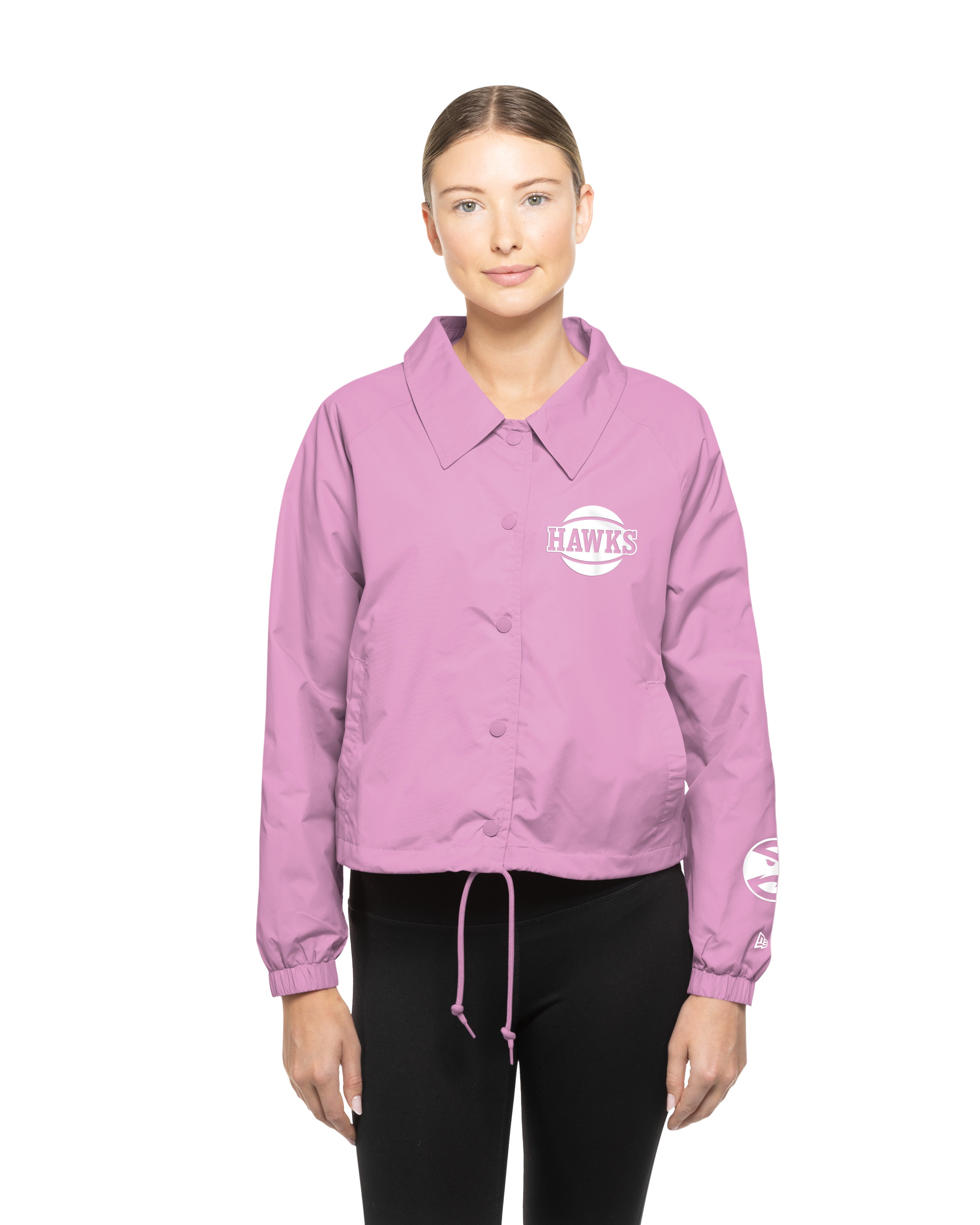 Women's New Era Hawks Pink Cropped Jacket | Atlanta Hawks Apparel