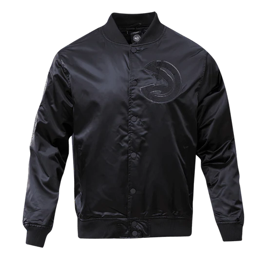 Big Kids Pro Standard Hawks Triple Black Satin Jacket