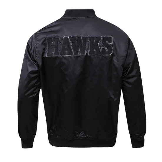 Big Kids Pro Standard Hawks Triple Black Satin Jacket