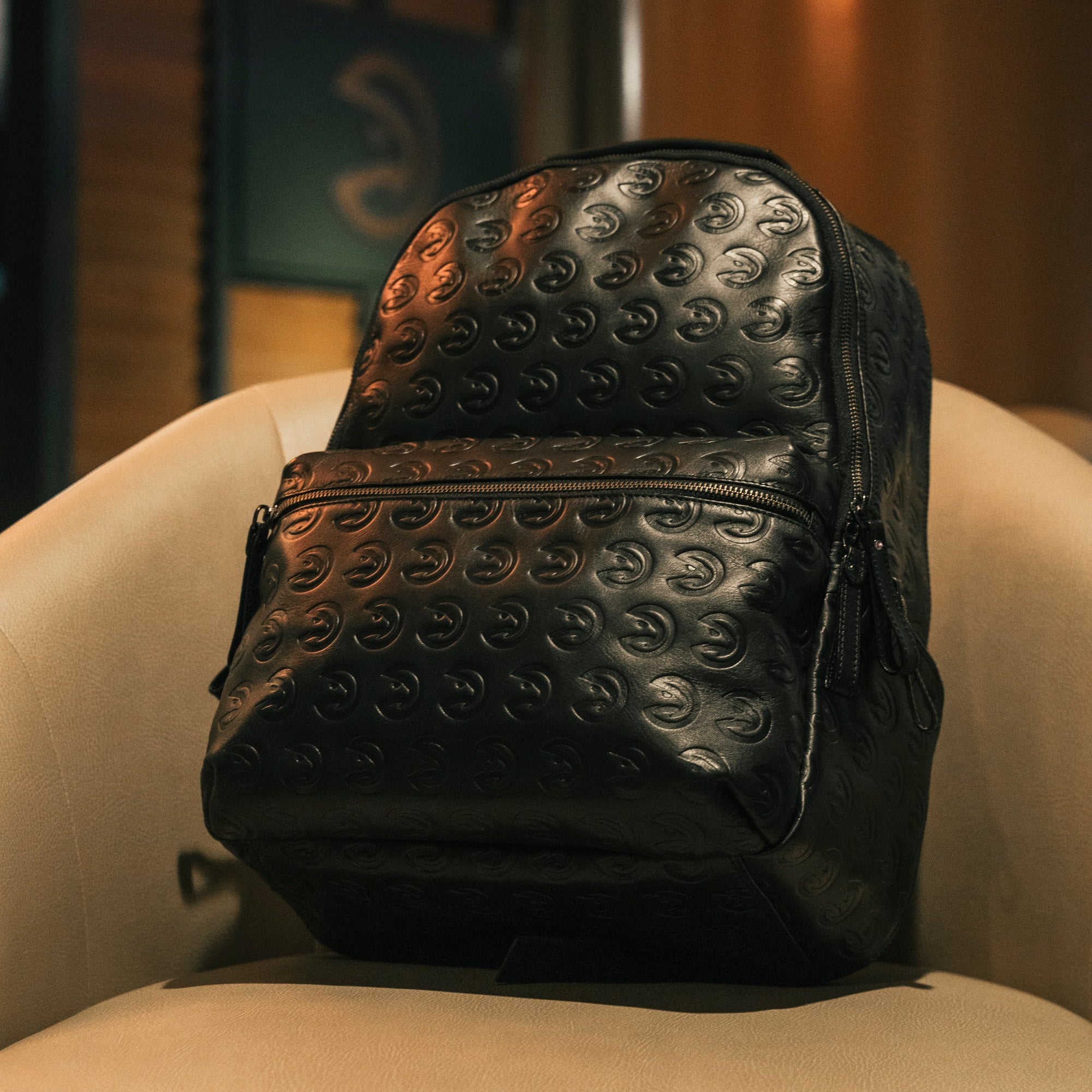 Member Hawks Saxan Black Premium Leather Backpack