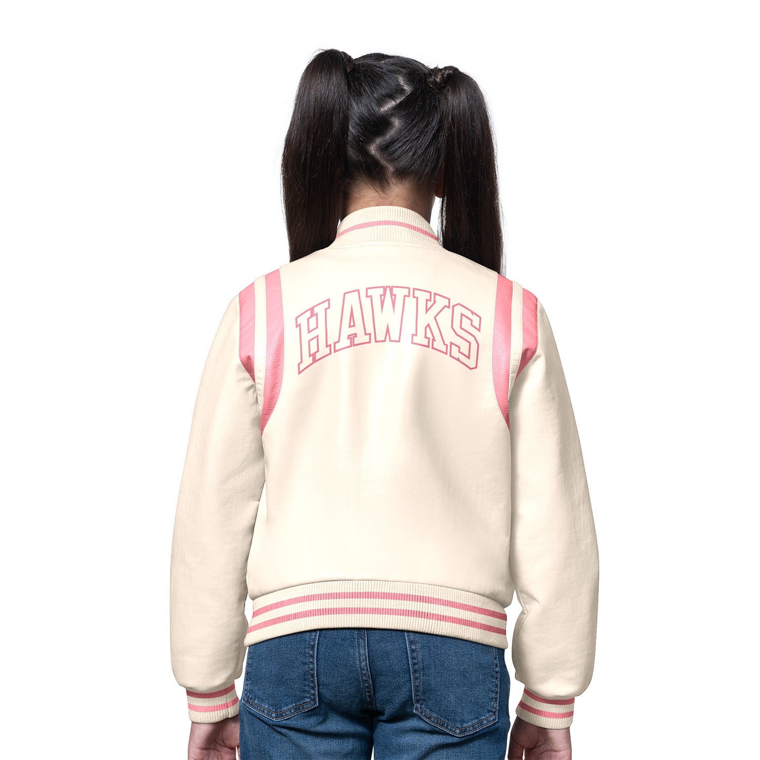 Girls GIII Hawks Underdog Leather Varsity Jacket