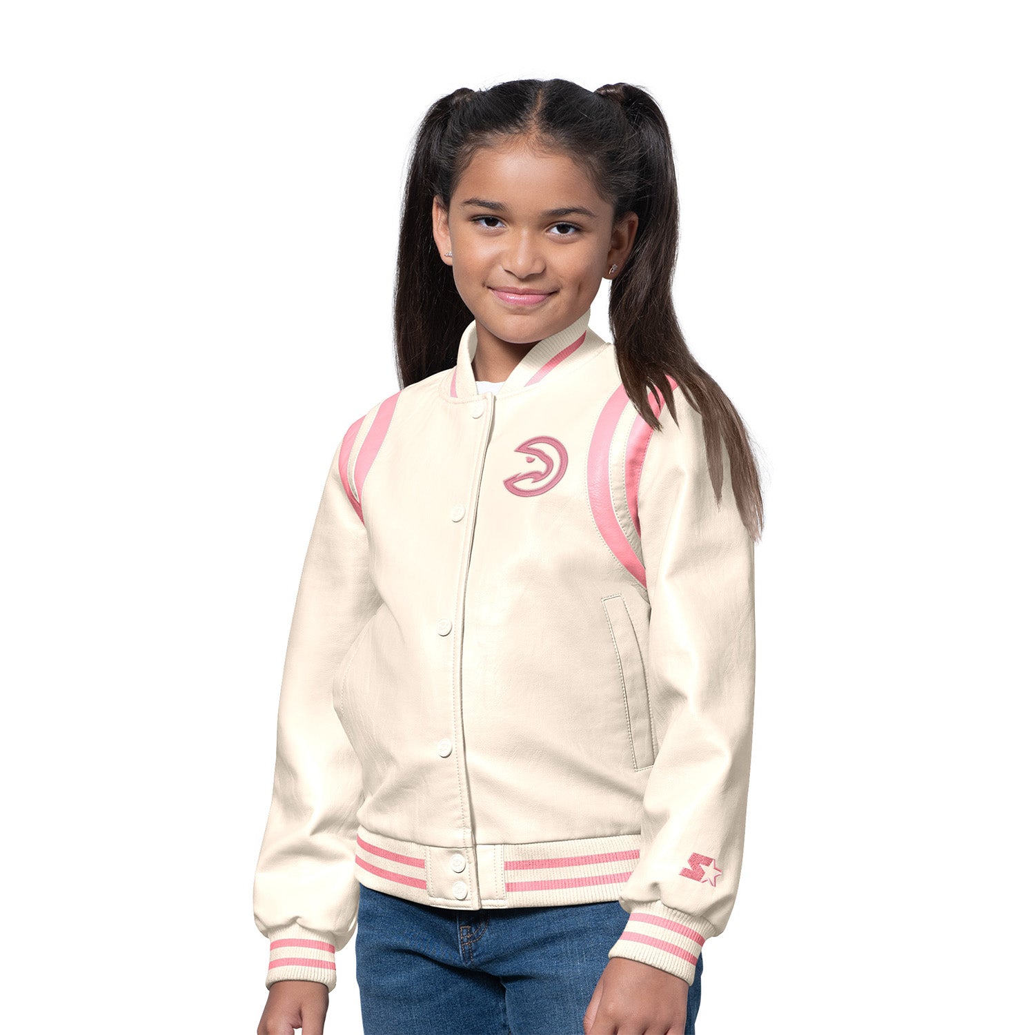 Girls GIII Hawks Underdog Leather Varsity Jacket