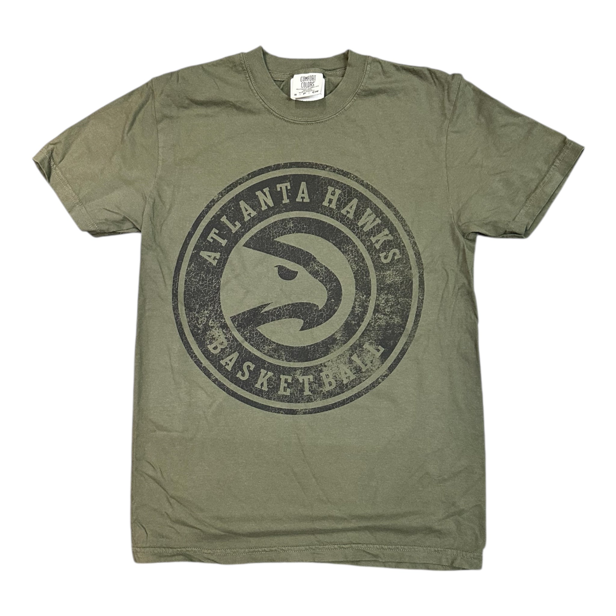 Hawks Distressed Military Green Main Logo Tee