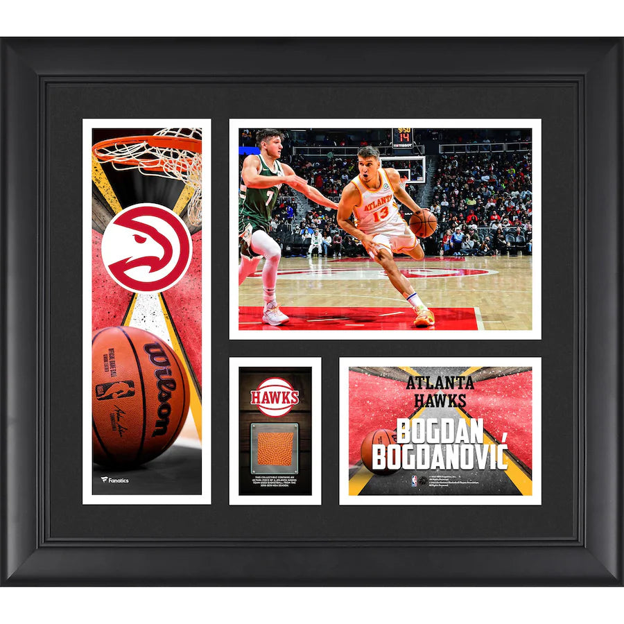 Fanatics Bogdan Bogdanović Hawks Framed Player Collage with a Piece of Team-Used Basketball
