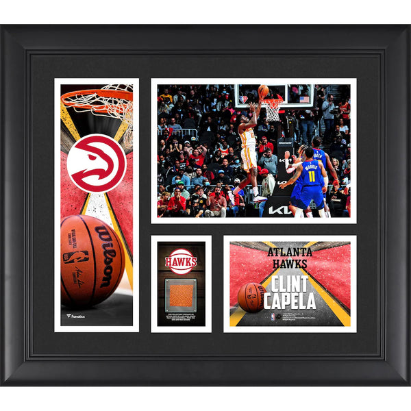 Fanatics Clint Capela Hawks Framed Player Collage with a Piece of Team-Used Basketball