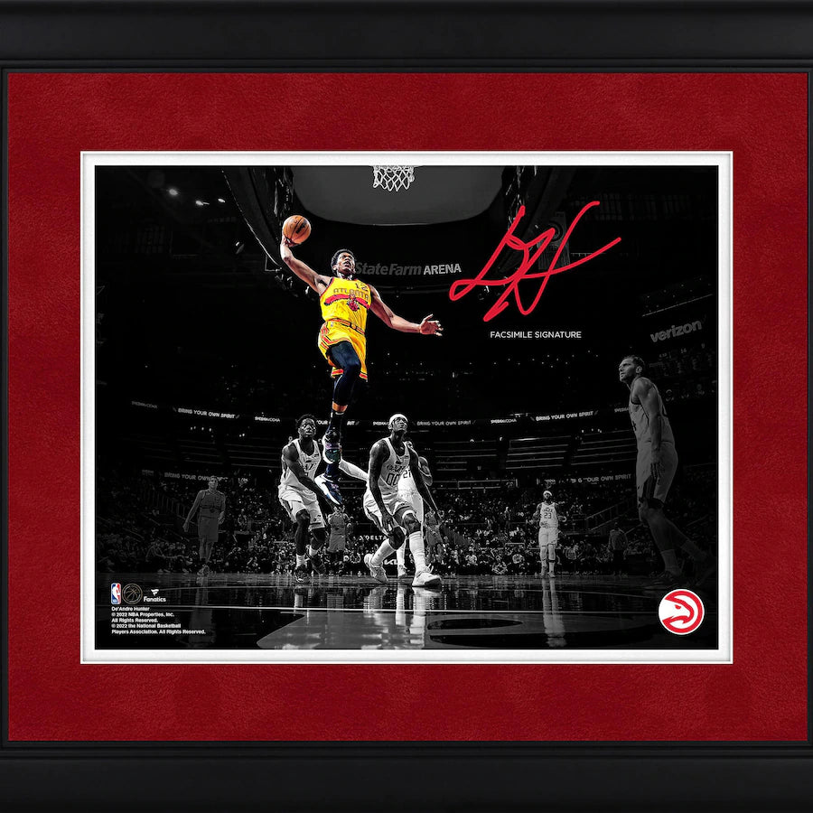 Fanatics De'Andre Hunter Hawks Facsimile Signature Framed Spotlight Photograph