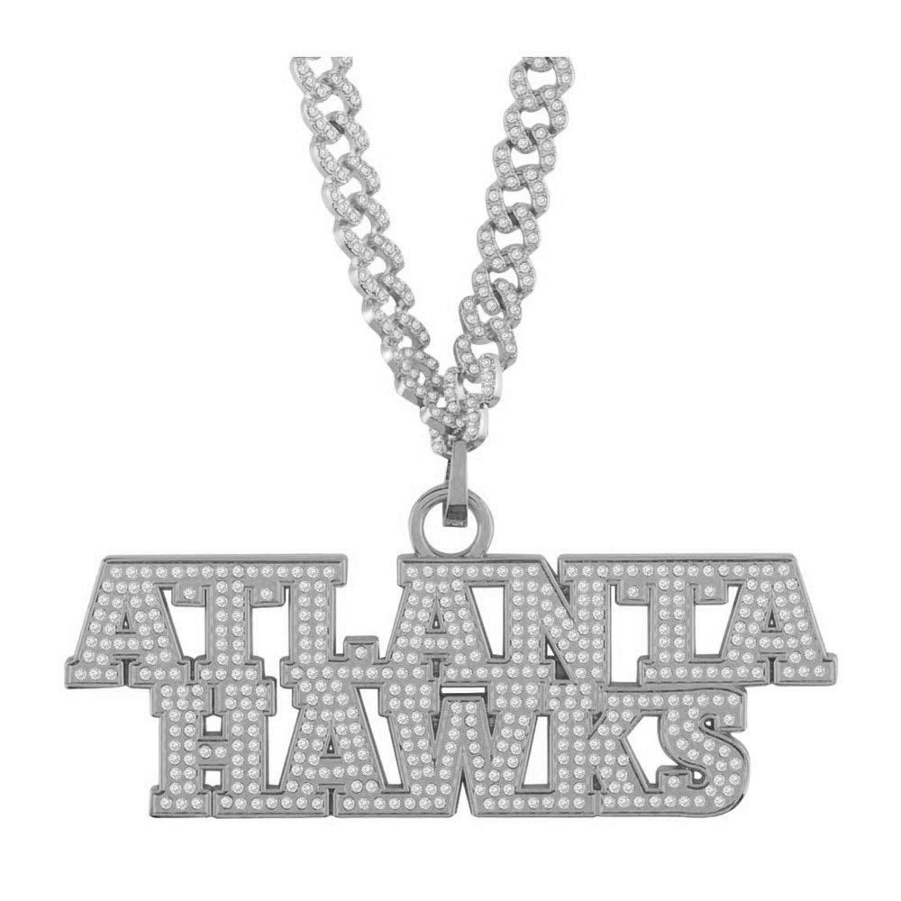 Hawks Silver Iced Out Chain  2.0