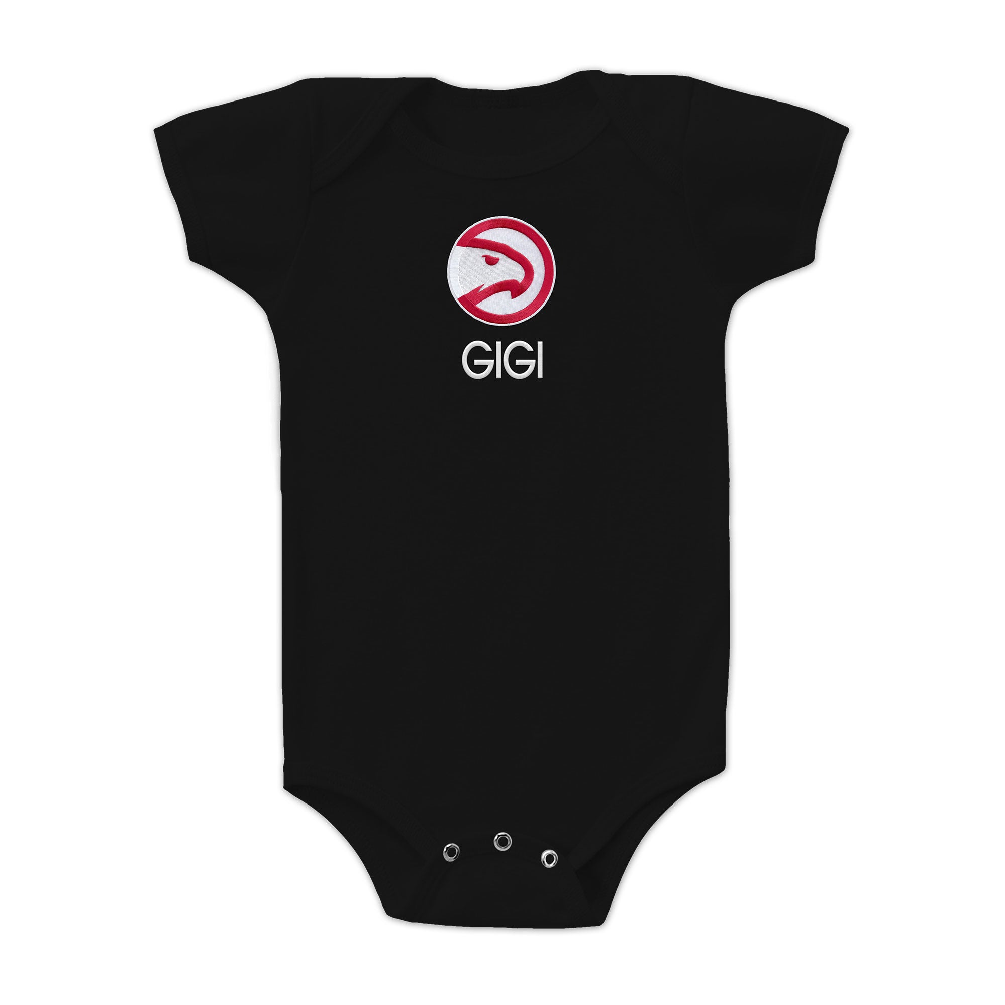 Chad & Jake Hawks Primary Personalized Black Onesie