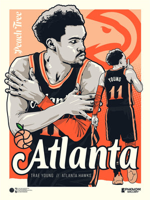 Phenom Gallery Atlanta Peach Trae Young City Edition 18" x 24" Deluxe Framed Serigraph