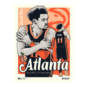 Phenom Gallery Atlanta Peach Trae Young City Edition 18" x 24" Deluxe Framed Serigraph