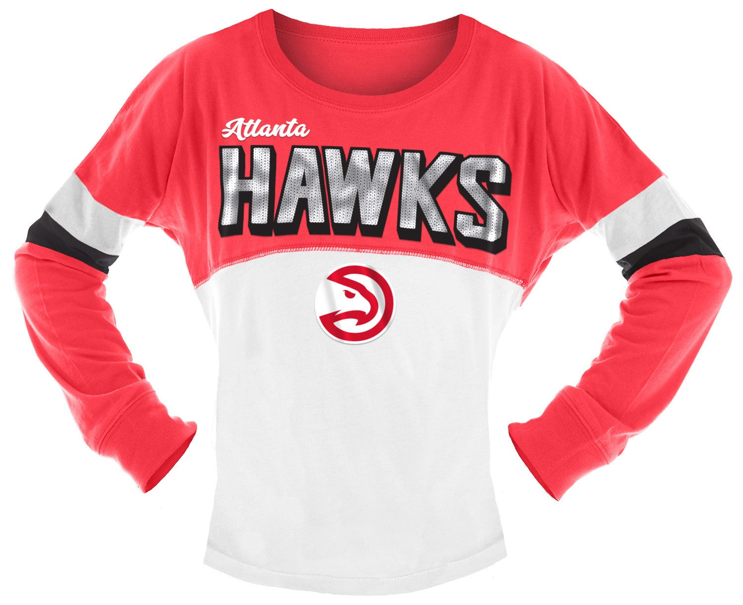 Women's 5th & Ocean by New Era White/Red Chicago Blackhawks Baby Jersey  Long Sleeve Crew
