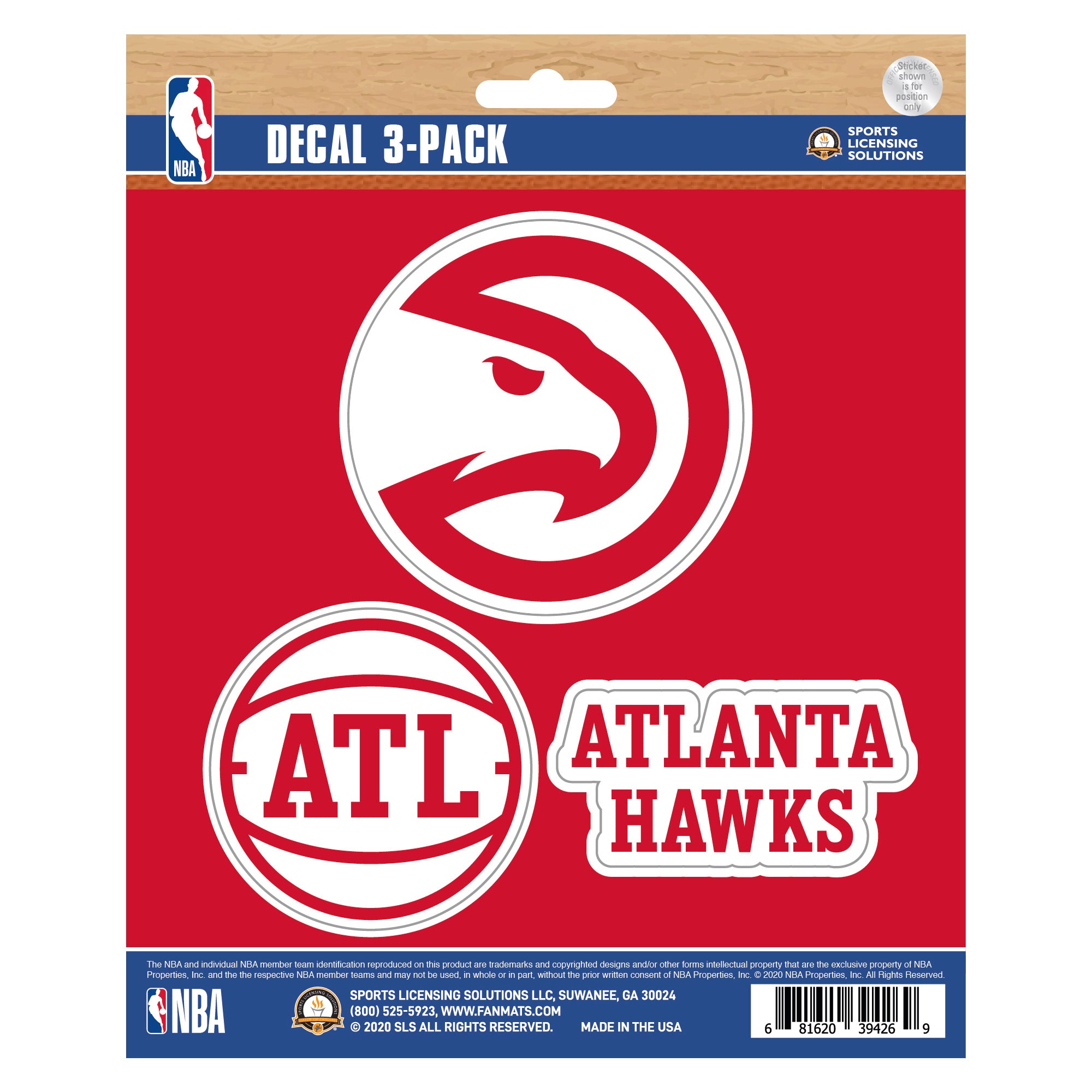 Fanmats Hawks 3 Piece Decal Sticker Set