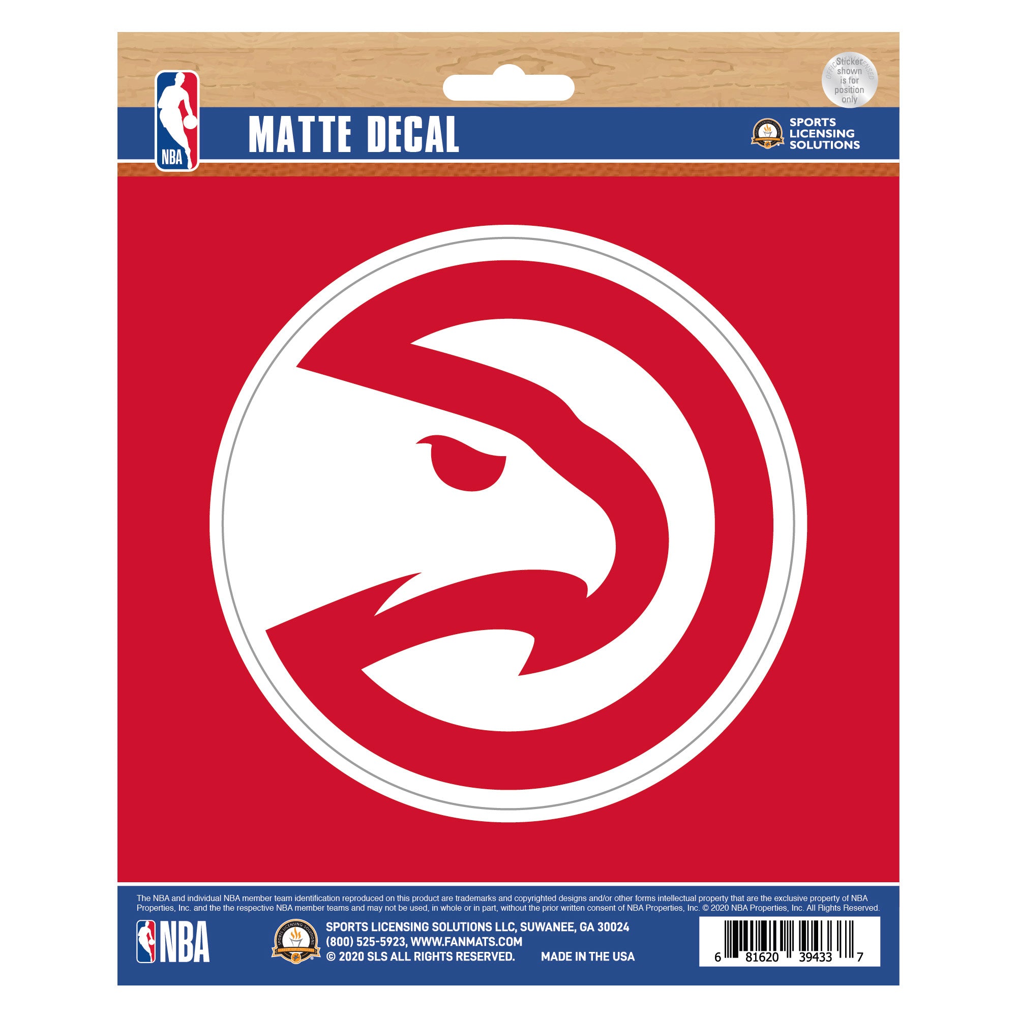 Fanmats Hawks Matte Decal Sticker